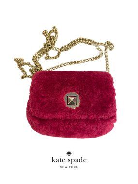 Kate Spade Audrey Shearling Micro Crossbody Festival Pink Mini Bag